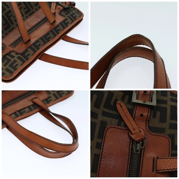 FENDI Zucca Canvas Tote Bag Brown Black Auth am6121 - Picture 16 of 16